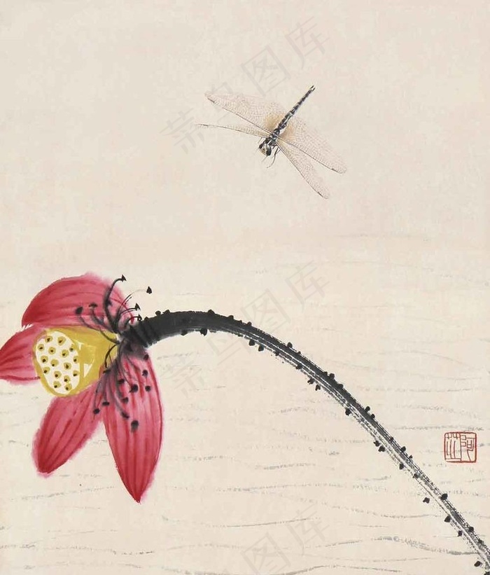 齐白石 荷花蜻蜓图片
