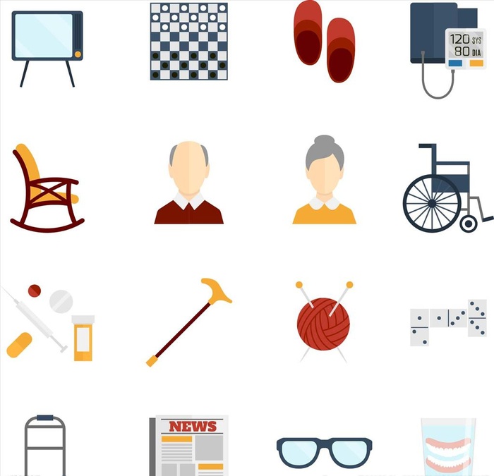 矢量老人休闲娱乐元素图片