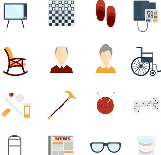 矢量老人休闲娱乐元素图片