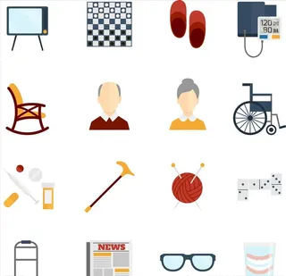 矢量老人休闲娱乐元素图片