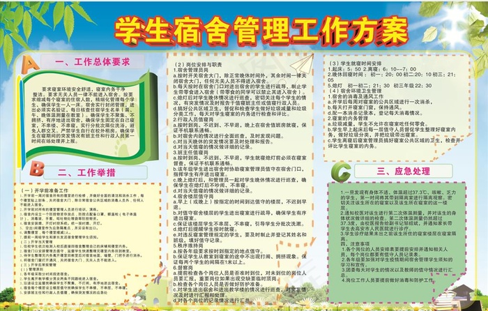学生宿舍管理工作方案图片(600X400)cdr矢量模版下载