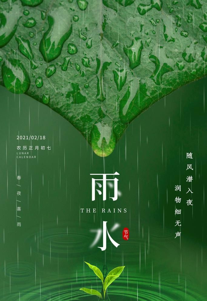 雨水海报图片(2362x3543)psd模版下载