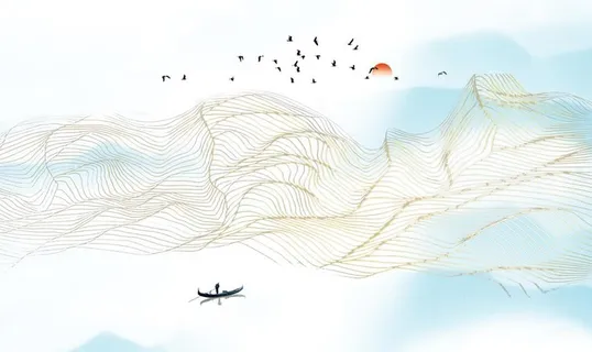 新中式山水背景墙图片