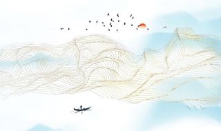 新中式山水背景墙图片