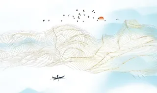 新中式山水背景墙图片