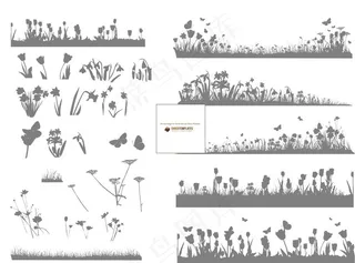 春天花草剪影图片