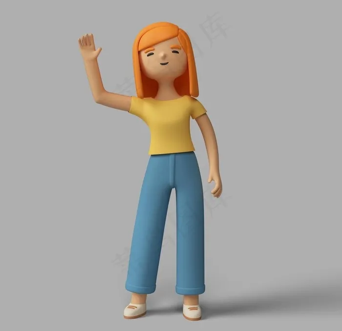 3D人物打招呼图片psd模版下载
