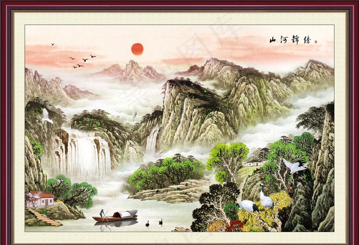山水图图片psd模版下载