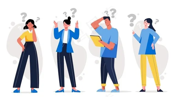 扁平化人物思考插画设计图片