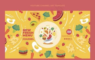 矢量插画美食元素背景板图片