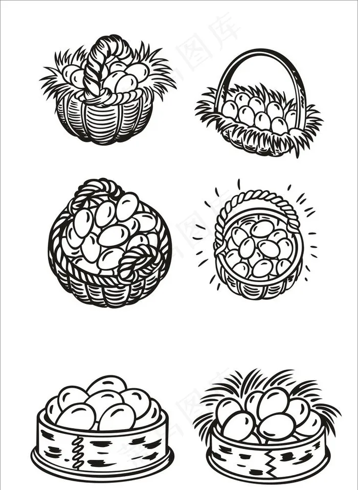 手绘线描鸡蛋图片cdr矢量模版下载