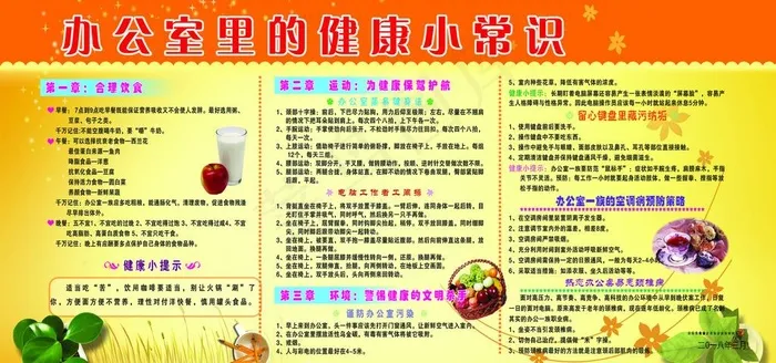 健康教育办公室小常识图片psd模版下载