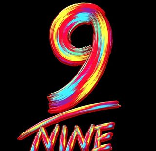 手写创意笔刷彩虹光感数字9字体图片