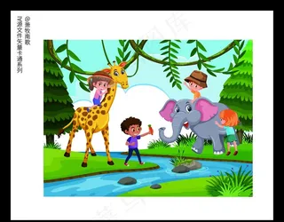 森林背景卡通矢量AI源文件图片