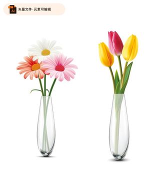 美丽花朵插画矢量图图片