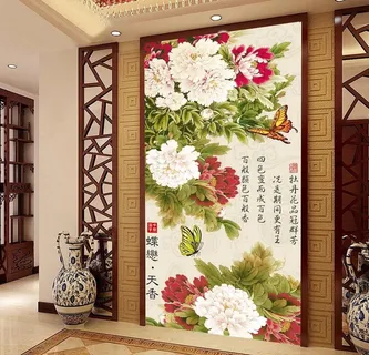 中式牡丹花玄关图片 中式牡丹花玄关图片
