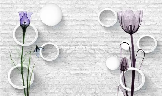 3D时尚百合花影视背景墙图片