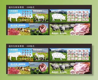 超市生鲜猪牛羊肉背景图 图片