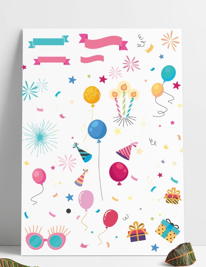 卡通生日庆祝元素礼花彩带图片