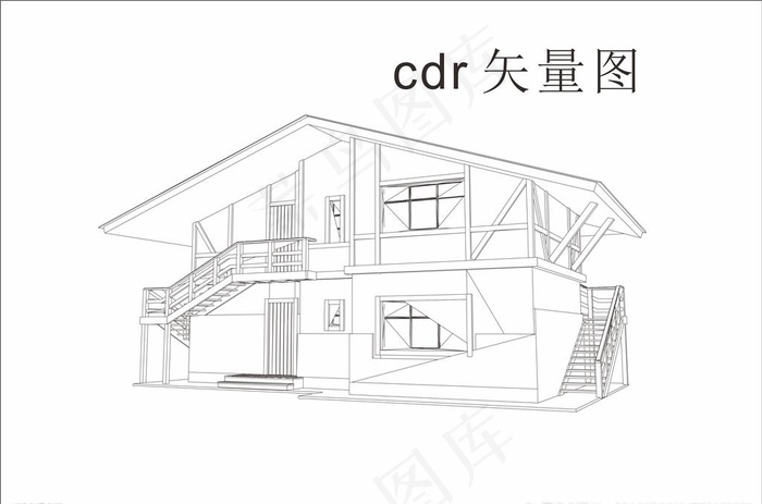 矢量房屋线条图图片cdr矢量模版下载