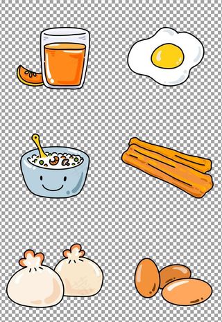 卡通手绘早餐图标图片