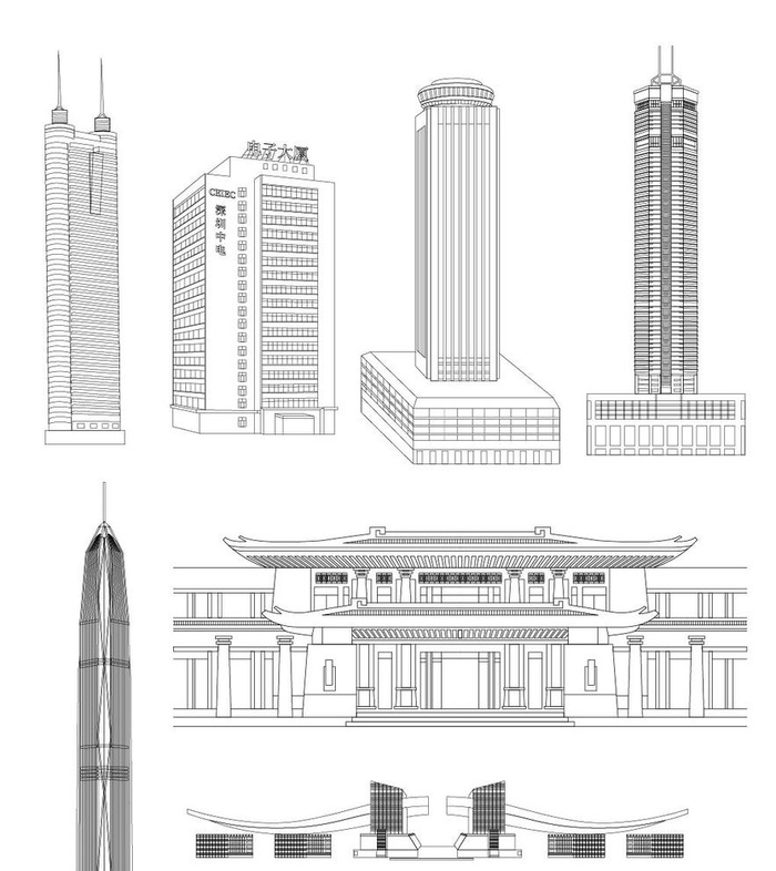 城市建筑线稿图片