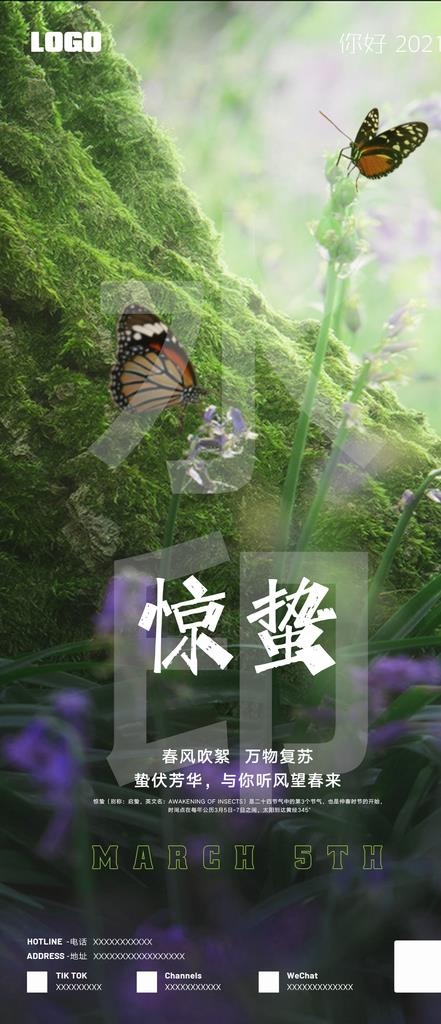 惊蛰海报 二十四节气图片(1280x2770)psd模版下载