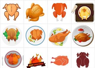 矢量卡通彩色烤鸡图片