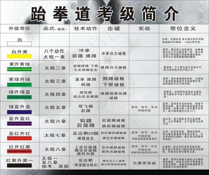 跆拳道考级简介图片cdr矢量模版下载