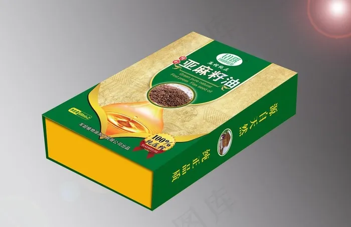 亚麻籽油礼品盒展开图图片psd模版下载