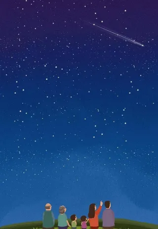 手绘梦幻小清新星空插画图片
