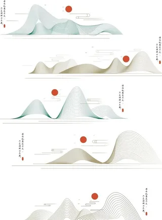 矢量山水花纹图片