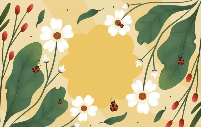 春天植物背景图片ai矢量模版下载