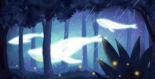 夜晚森林鲸鱼图片