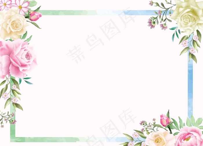 淡彩花边框图片eps,ai矢量模版下载