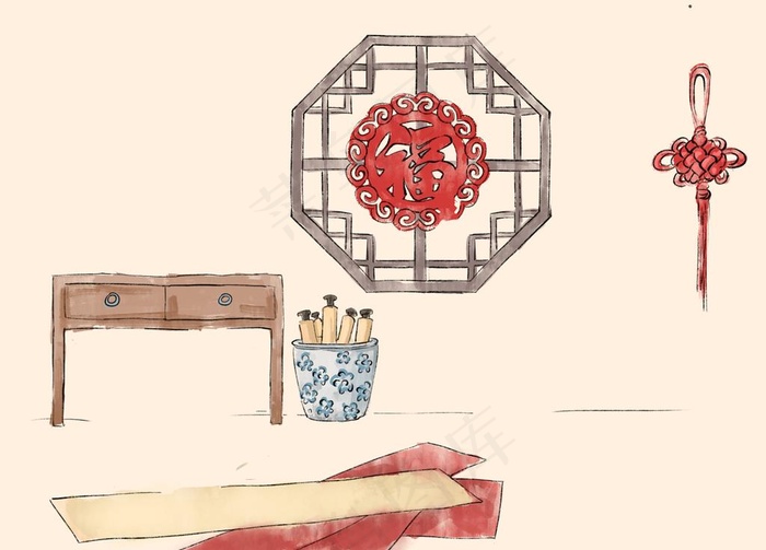 春节喜庆2021工笔画背景图片psd模版下载