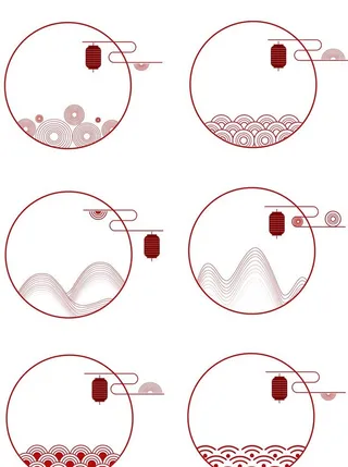 中国风边框中式古风山纹云纹祥云图片