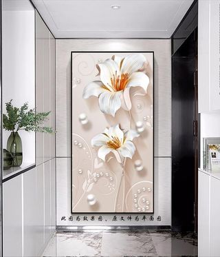 现代立体花朵玄关装饰画图片