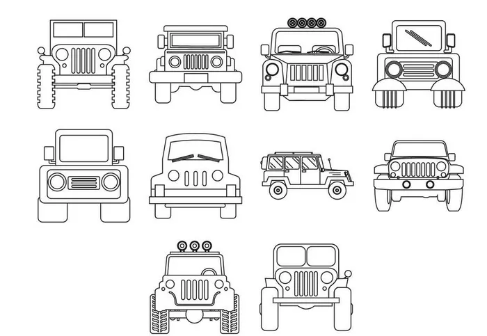 吉普车吉普线稿汽车素材图片ai矢量模版下载