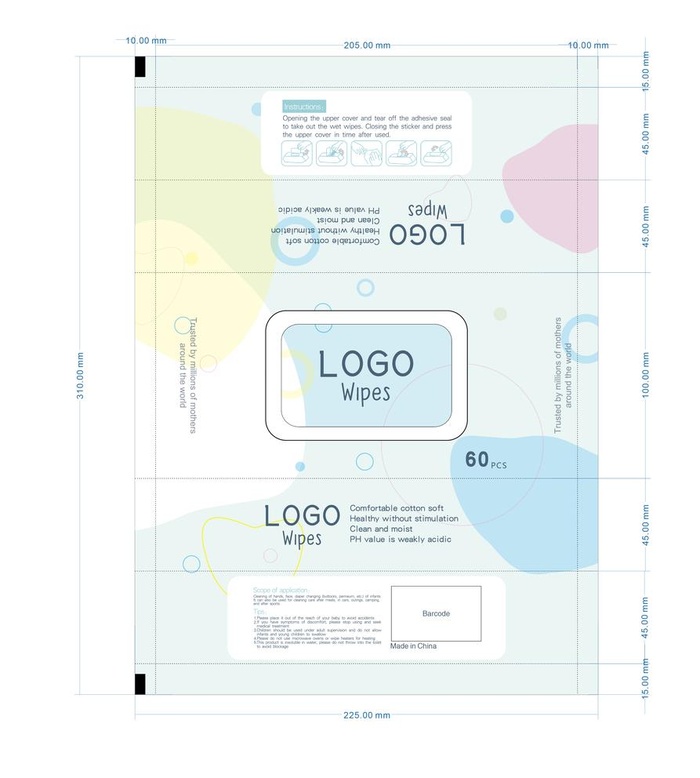 60抽母婴湿巾设计包装清新可爱图片ai矢量模版下载