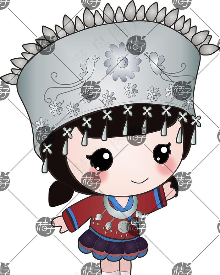 卡通苗族小姑娘图片cdr矢量模版下载