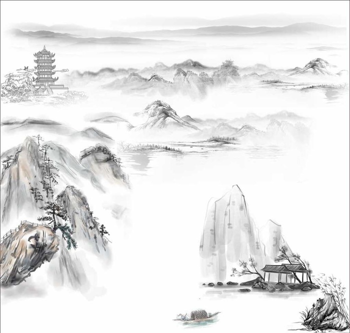 水墨画图片cdr矢量模版下载