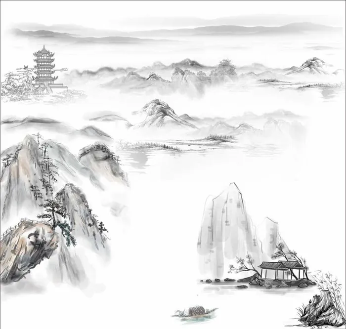 水墨画图片cdr矢量模版下载