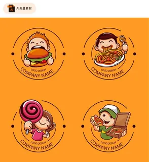 卡通人物餐饮标志矢量图图片