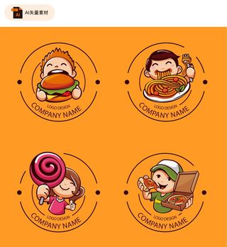 卡通人物餐饮标志矢量图图片