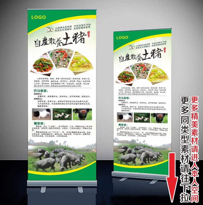 自产散养 土猪 x展架图片