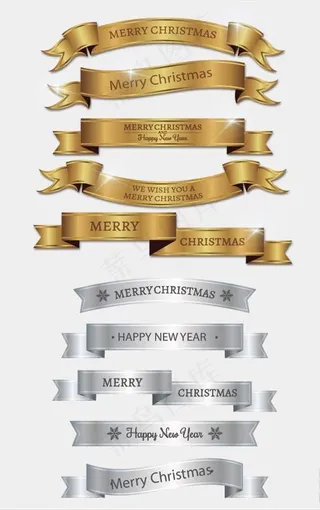 金银色飘带标签图片
