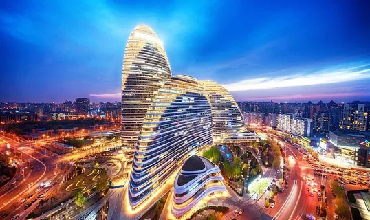 北京 望京 大厦 地标 夜景图片