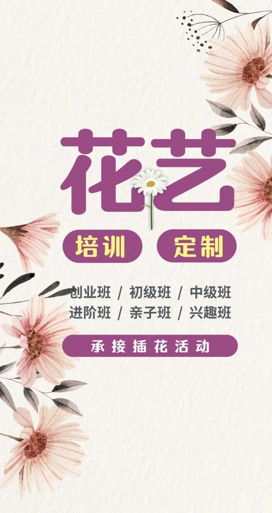 花艺培训海报图片(2000x3556)psd模版下载