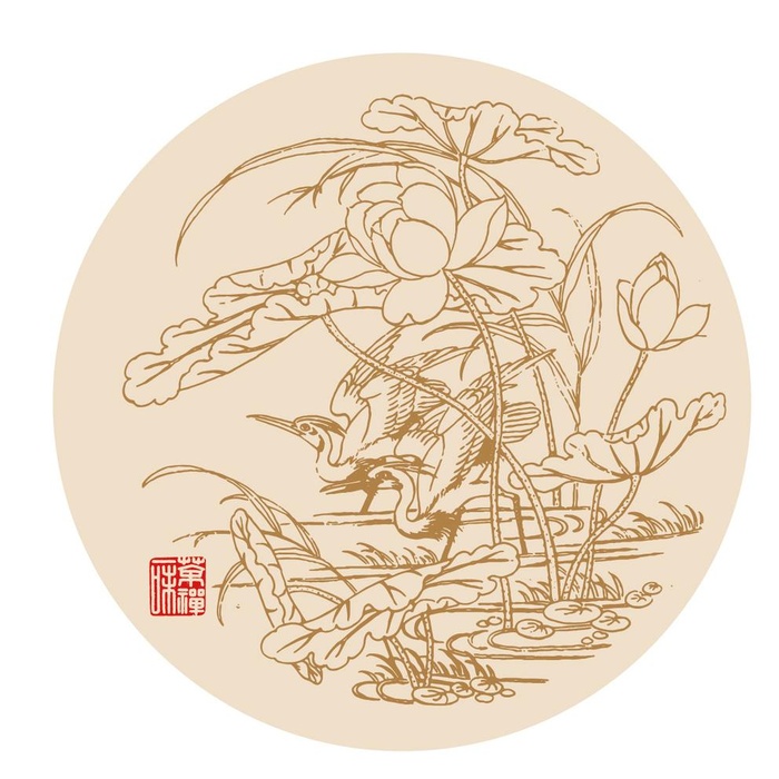 荷花 花鸟图片ai矢量模版下载